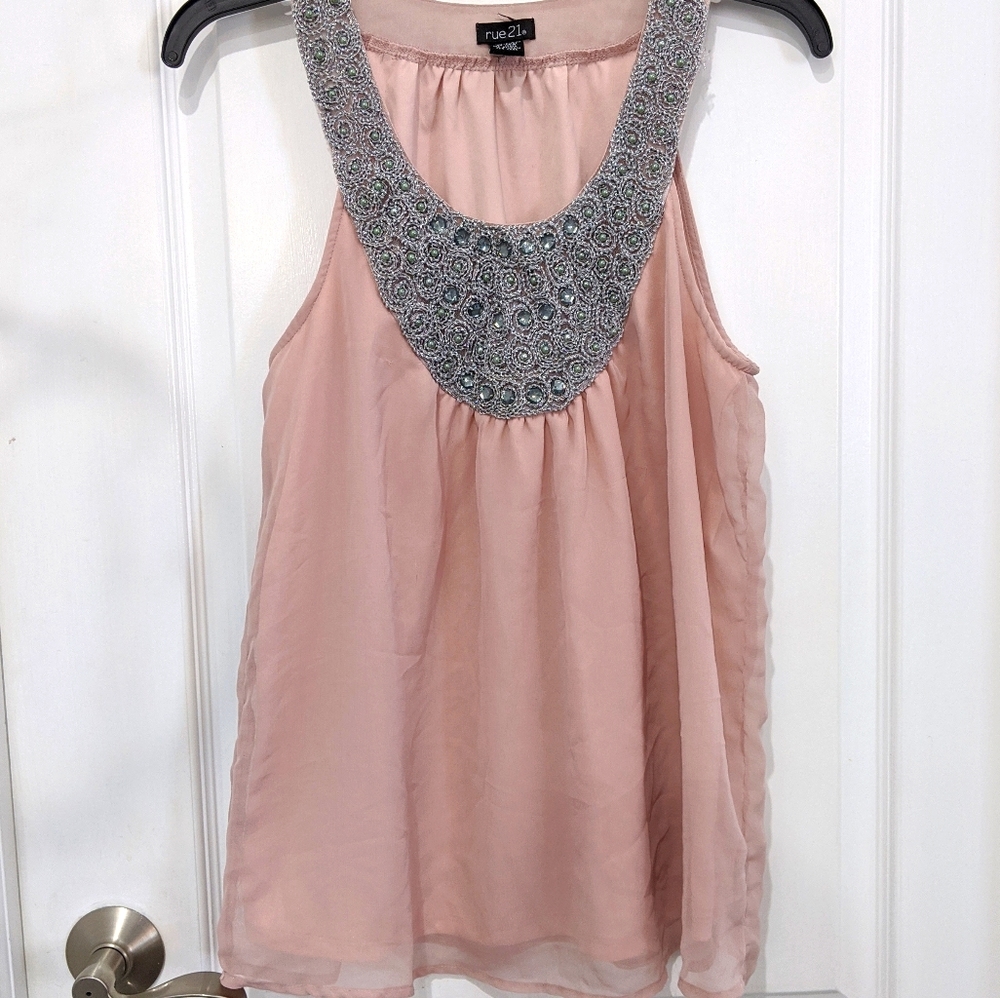 Rhinestone and blush top